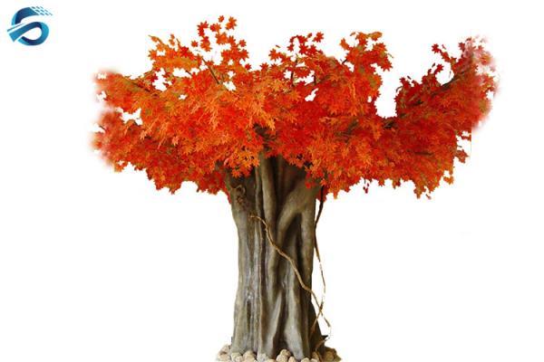 Ornamental Artificial Maple Tree , Realistic Faux Trees Steel Panel Material