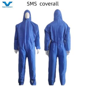 Blue En1149 Disposable Chemical Protective Coverall with Elastic Waist/Ankle/Hood/Wrists
