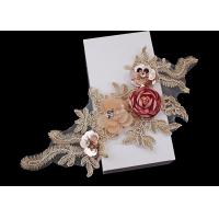 China 3D Flower Beaded Lace Embroidered Applique Patches Collar With Sequin Rhinestone on sale