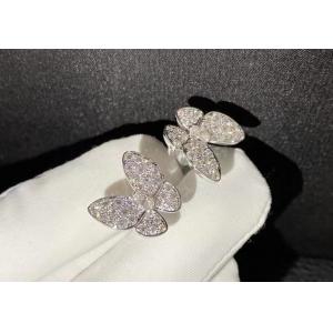Van Cleef & Arpels 18k White Gold Tow Butterfly Diamond Finger Ring