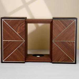 China Custom Walnut Wine Display Box Laser Engraving With LED Light wholesale