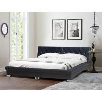 China Black King Size Curved Faux Leather Bed Set Bedroom Furniture on sale