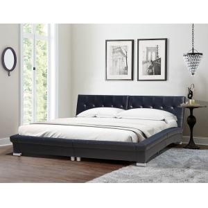 Black King Size Curved Faux Leather Bed Set Bedroom Furniture