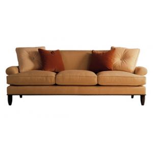 Leisure Khaki Fabric Vintage Sofa Wood Frame For Living Room 3 Seater