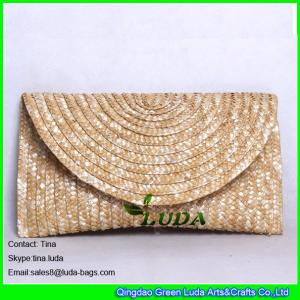 LUDA handmade lady cosmetic clutch bags cheap wheat straw clutch handbags