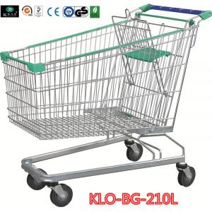 China Unfolding Steel Chrome Supermarket Shopping Trolley With Escalator Wheel supplier