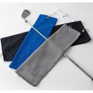 Microfiber All-Season Golf Ball Towel Custom Logo Waffle Golf Towel With Grommet And Ho
