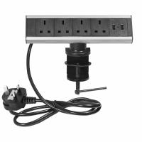 China UK Power Wall Mount Power Strip Four Way Black Silver Color Convenient To Install on sale