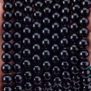 Natural Crystal  Black Obsidian 8MM Round Loose Gemstone Bead For DIY Jewelry Making