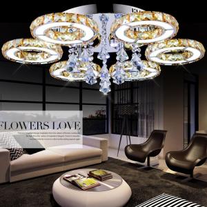China Modern Hotel LED Ceiling Light Gold Clear Crystal Chandeliers supplier