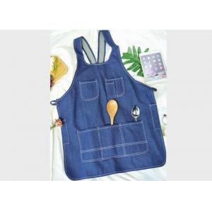 China Skin Friendly Kitchen Cooking Apron , Breathable Washable Denim Chef Apron supplier