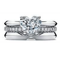 China 14K White Gold Heart Shaped Diamond Engagement Ring 0.6ct OEM ODM on sale