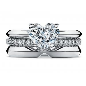 14K White Gold Heart Shaped Diamond Engagement Ring 0.6ct OEM ODM