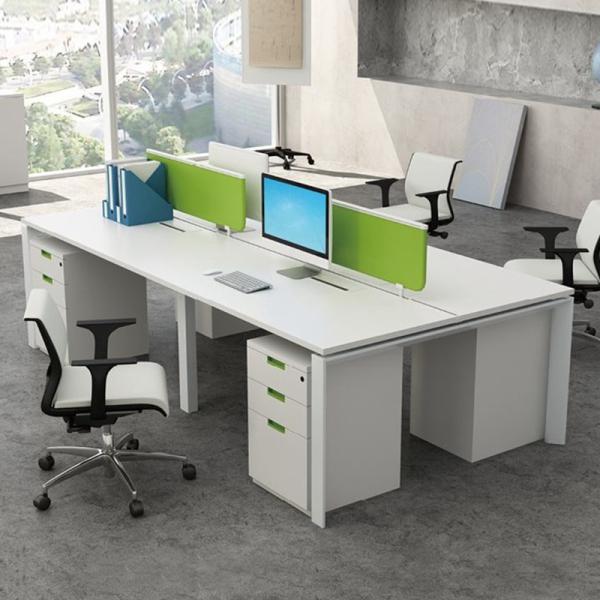 Cubicle modulaire blanc Bureau Table Bureau poste de travail pour 4 personnes