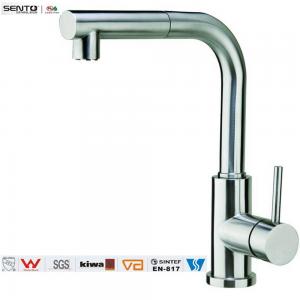 China Lead free haalthy single handle pull out kitchen faucet supplier