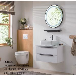 Luxury Wall Hung Bathroom Vanities Cabinets With LED Mirror Hotel / Family Using