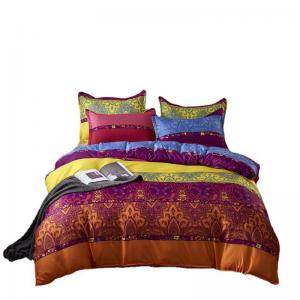 Home Hotel Bohemian Double Duvet Cover Set Blue with Brown Boho Quilt Bedding Set
