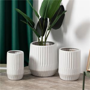 Nordic style white modern home decoration stripe flower succulent pots indoor outdoor gardening ceramic planters