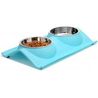 China Double Dog Cat Stainless Steel Pet Bowls No Spill Resin Station on sale