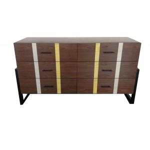 Black Metal Base Wooden Six Drawer Dresser For Hotel Bedroom Furniture