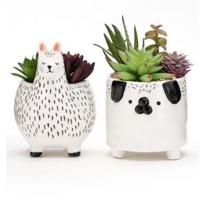 Ceramic Animal Plant Pots Planters Succulent Plant Pot Customized Plant Alpaca Animal Head