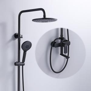 Brass 3 Spray Bathroom Shower Faucets With Round Shower Head Ceiling Mount  In Black