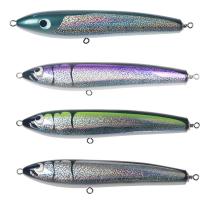 China 4 Colors 22CM/120g Abalone Shell Wood Bait Treble Hooks Tuna Fishlure Pencil Wooden Fishing Lure on sale