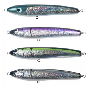 4 Colors 22CM/120g Abalone Shell Wood Bait Treble Hooks Tuna Fishlure Pencil Wooden Fishing Lure