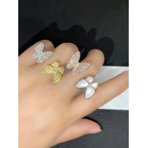 Pure 18K Van Cleef Two Butterfly Ring 42 - 62 Size DEF Diamond Color