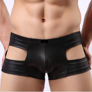 China Men's leather paint imitation leather toning sexy underwear low waist supplier