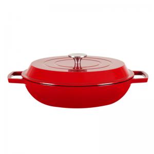 3.6qt Shallow Enamel Casserole Dish With Lid Multifunctional