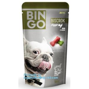 slider zipper flat bottom pet food bag, 5kg large quad seal pouch,flat bottom top quality resealable dog food packaging