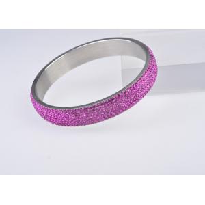 China Low price stainless steel pink color crystal bangle bracelets for women supplier