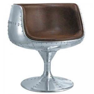Antique Design Loft Style Tufted PU Leather Spitfire Retro Aluminium Aviator Tea Coffee Cup Shape Chair