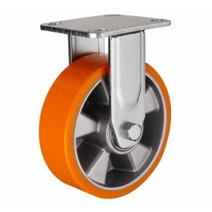 Unite 4-8 inch Orange color Fixed aluminium core POLYURETHANE wheel for heavy duty caster/ PU RIGID CASTORS