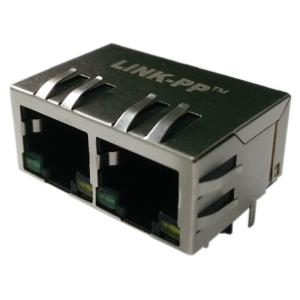 China Dual Rj45 HFJ12-2450ER-L21RL Halo FastJack Tab-Down 10/100Base-T W/LED supplier