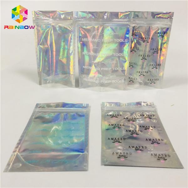 Clear Window Cosmetic Packaging Bag Customized Printing Plastic Hologram Mylar