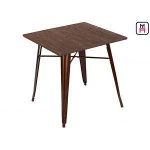 China Quare Counter Height Dining Table , Solid Wood Top Metal Bast Replica Tolix Dining Table  supplier