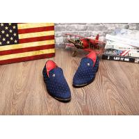 China Slip On Men'S Casual Shoes Blue / Black Custom With Metal Rivets on sale