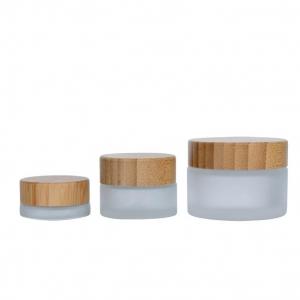 China 50g 61.3mm Cosmetic Bamboo Bottle Cosmetic Glass Jar Sustainable Packaging supplier