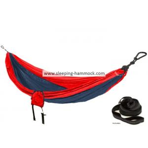 Jungle Survival Single Camping Parachute Nylon Hammock , Portable Hammock Bed Red Navy