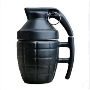 Novelty 3D Black Ceramic Coffee Mug Grenade Bomb Shape 280ml Capacity