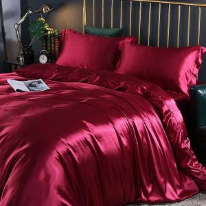 Nordic Fitted Pure Color Mulberry Silk Bedding Four Piece Bed Set