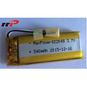 China 540mAh 602048 Lithium Polymer Batteries High teerature UL CE IEC supplier