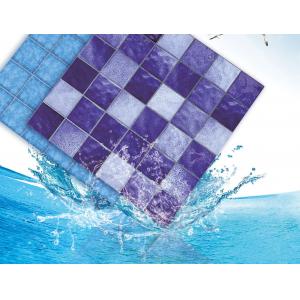 Backsplash Square Swimming Pool Mosaic Tiles , SGS 6mm Decorative Ceramic Tile Bule