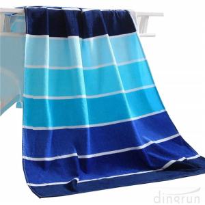China 100% Cotton Soft Beach Towel Pool Towel Gradient Blue Striped Towel Bath Towel supplier