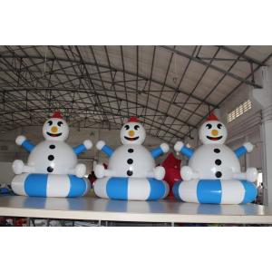Airtight PVC Customized Inflatable Snowman Decorations Easy To Clean