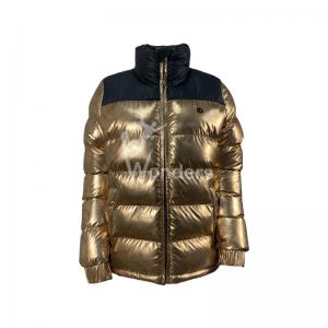 Winter Shiny Metallic Color Womens Padding Jacket Puffer 100% Polyester Customized