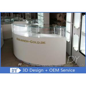 China Round Curve Wooden White Jewelry Store Showcases With LED Strip Lights supplier