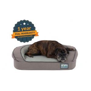 Canvas Berber Fleece Memory Foam Bolster Dog Bed Removable Washable Cover